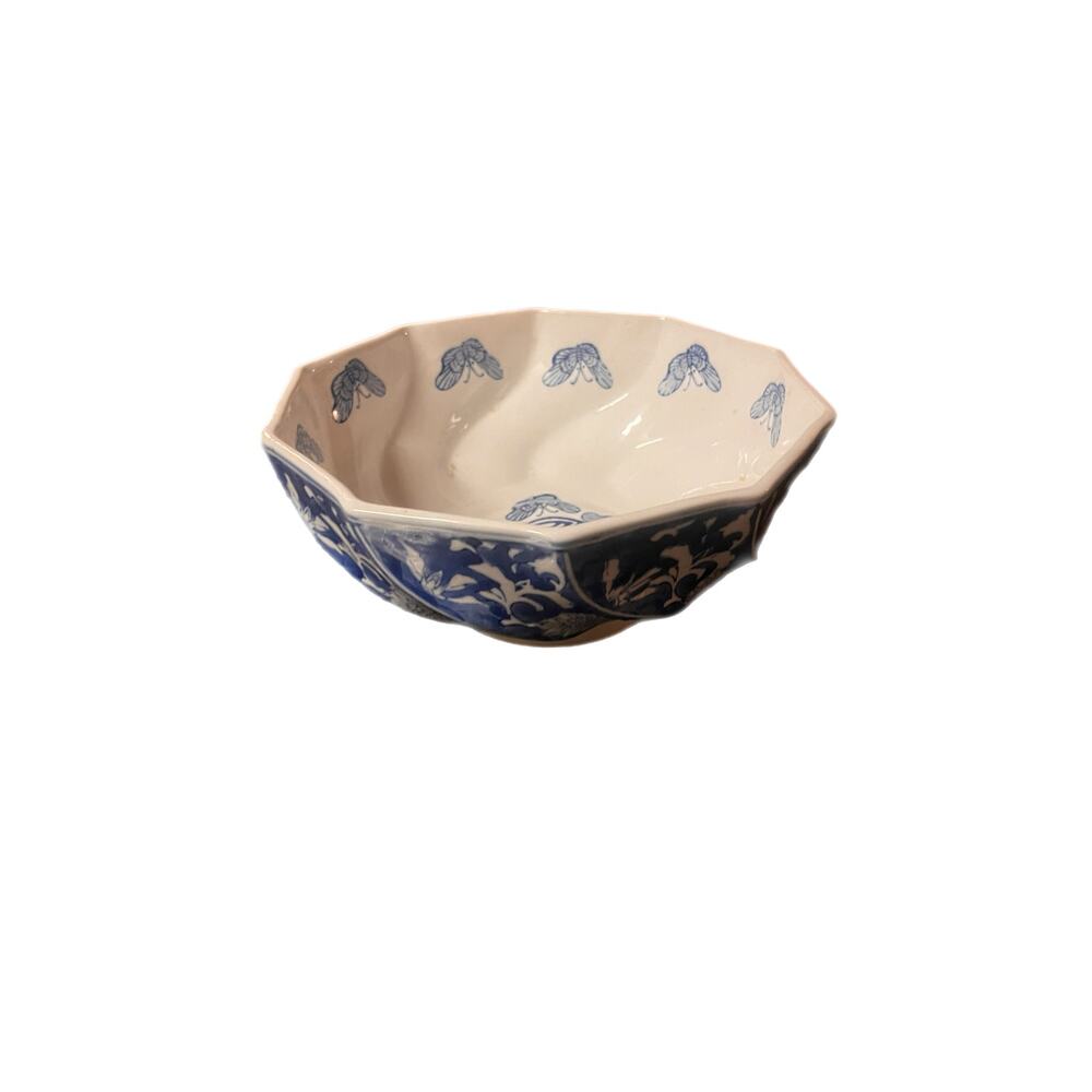Maitland-Smith Vintage Chinese Blue White Ceramic Bowl